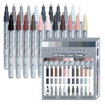 Акрилові маркери Flysea Gray Color 22 кольори (0.7 мм) ZX-1903 фото