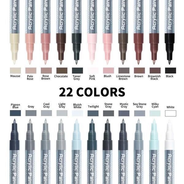 Акрилові маркери Flysea Gray Color 22 кольори (0.7 мм) ZX-1903 фото