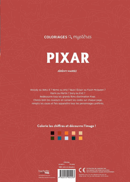 Розмальовка Дісней по номерам - Pixar | Coloriages mysteres Disney Hachette Pixar1 фото