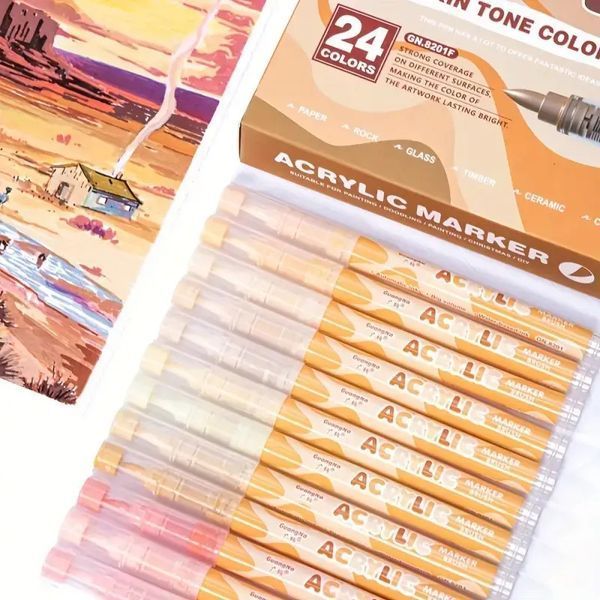 Акрилові маркери GuangNa Skin Tone 24 кольори 8201-24 фото