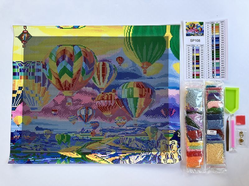 Алмазна мозаїка "Повітряні кулі Каппадокія" без підрамника, 40x50см SP108 фото