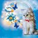 Алмазна мозаїка "Котик з квітами" на підрамнику, 20x20см DDP1216 фото 1