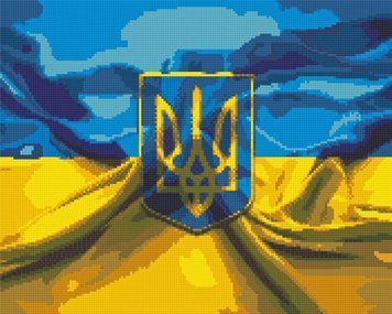 Алмазна мозаїка Герб та прапор України OD3179 фото