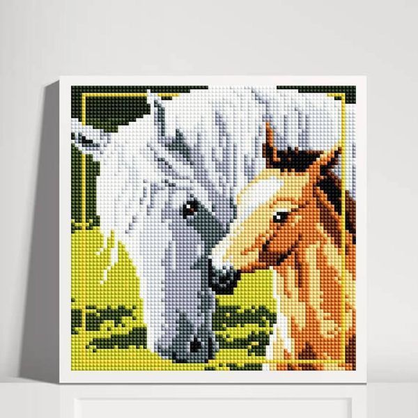 Алмазна мозаїка "Коні" на підрамнику, 20x20см DDP1220 фото
